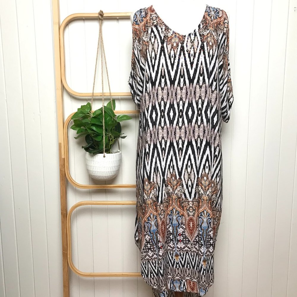 BOHO AUSTRALIA High/Low Cold Shoulder Rayon dress - Picture 1 of 9